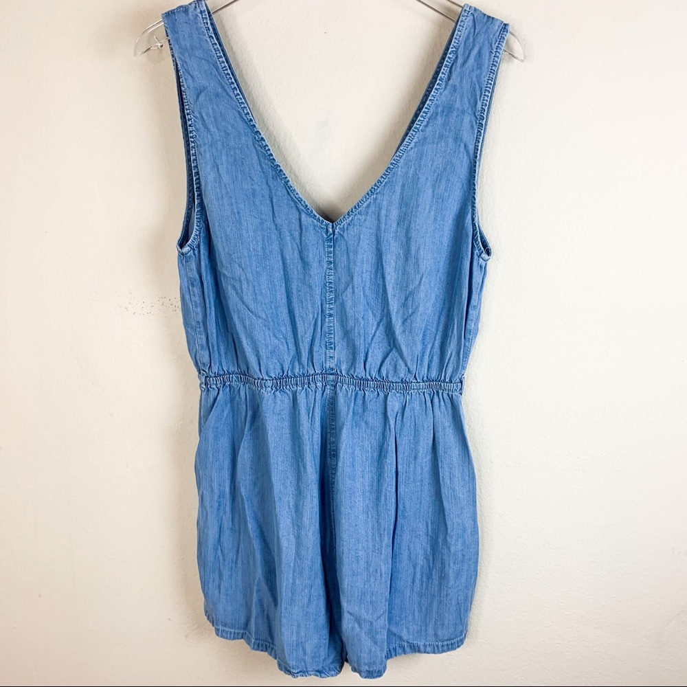 Em Creme Light Wash Denim Short Romper